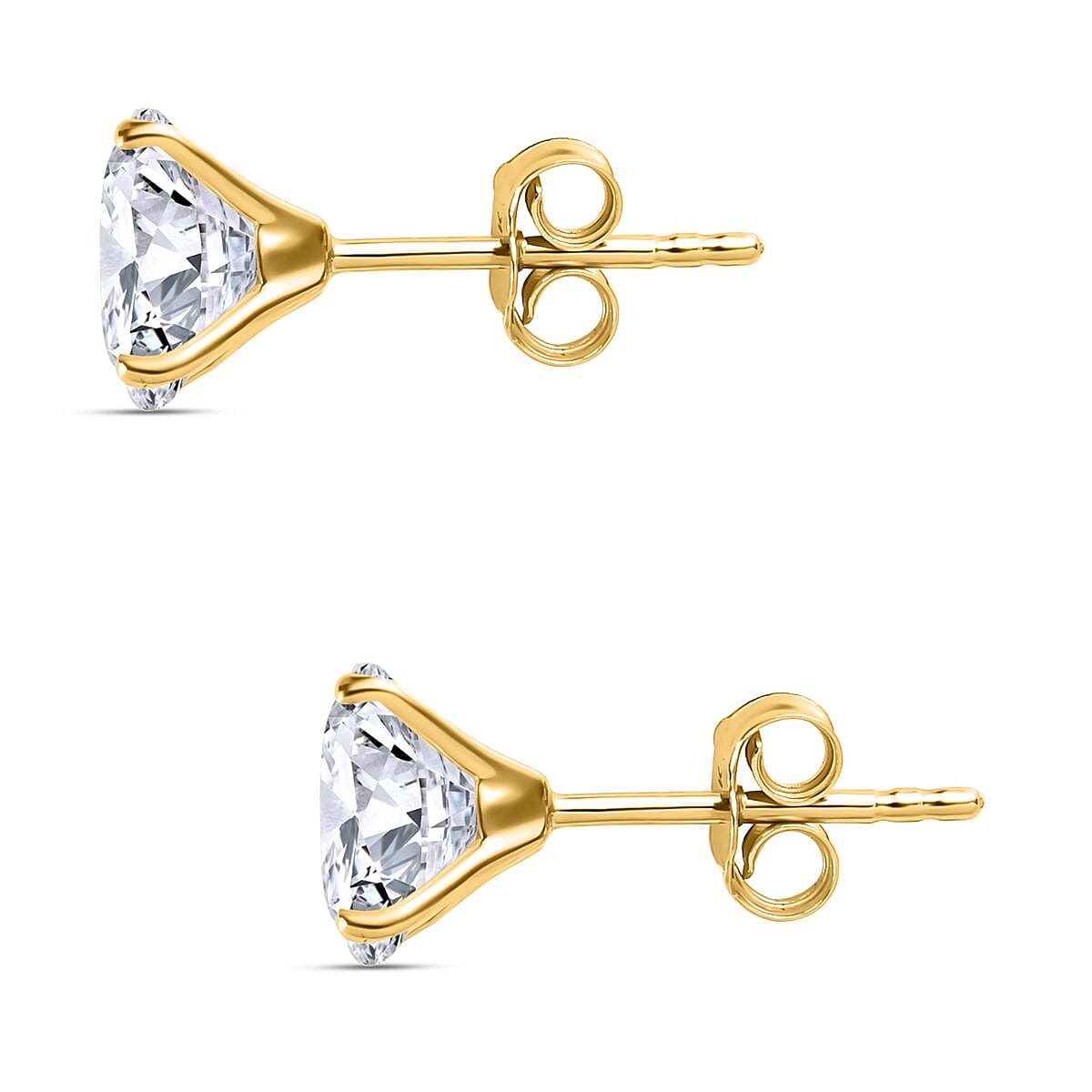 9K Yellow Gold Moissanite Stud Earrings with Push Back 2.10 Ct. 7513330 4