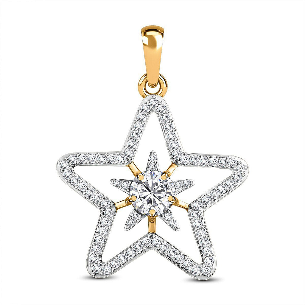 9K Yellow Gold Moissanite Star Pendant 1.45 Ct.
