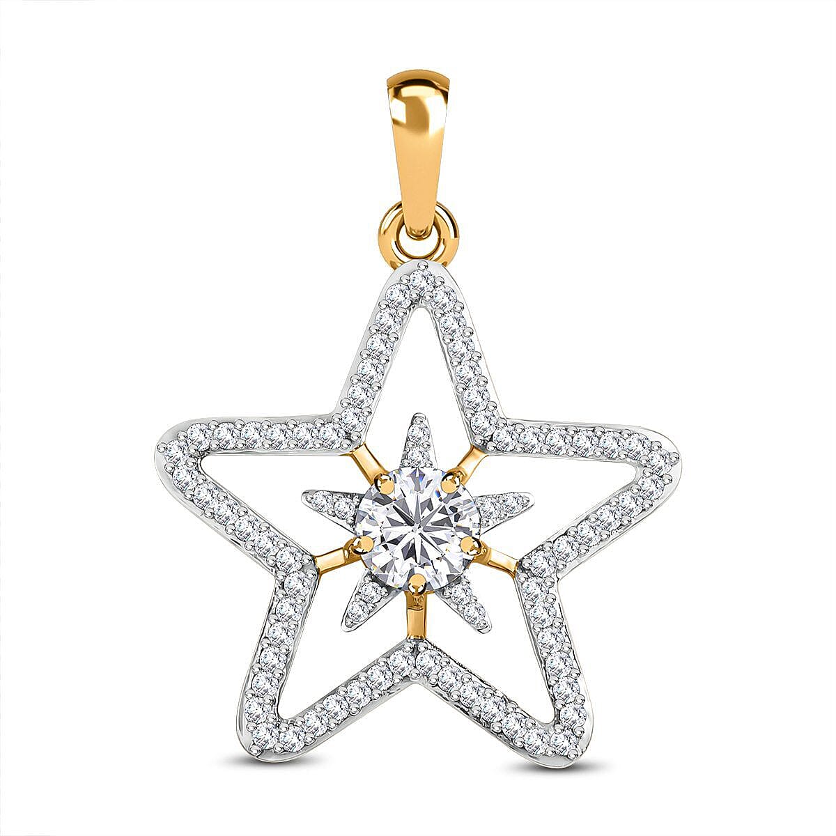 9K Yellow Gold Moissanite Star Pendant 1.45 Ct. 7211350 0