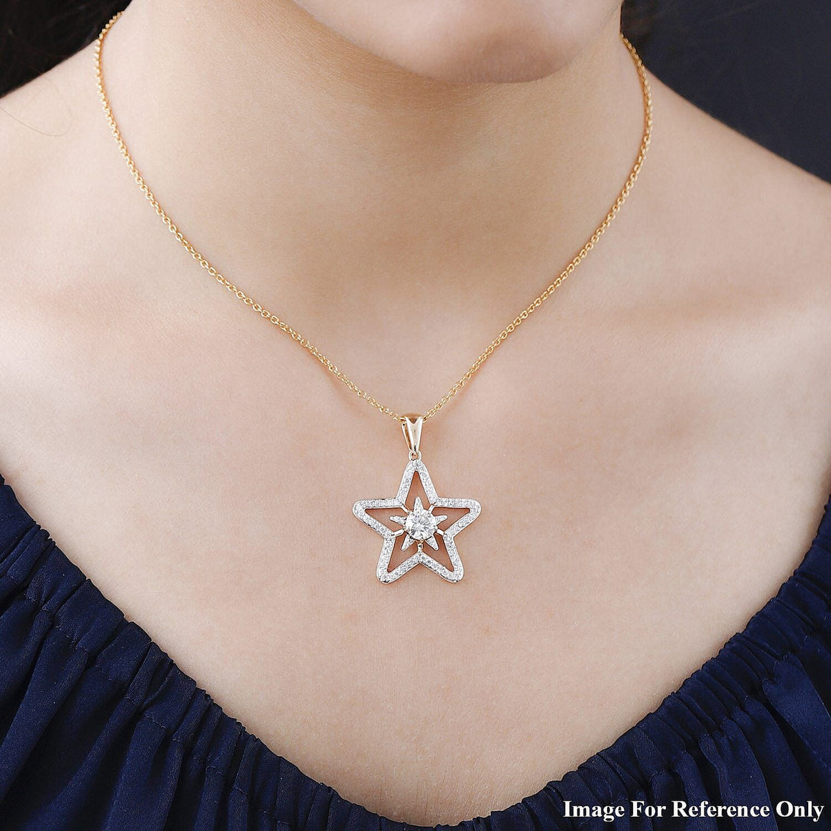 9K Yellow Gold Moissanite Star Pendant 1.45 Ct. 7211350 1