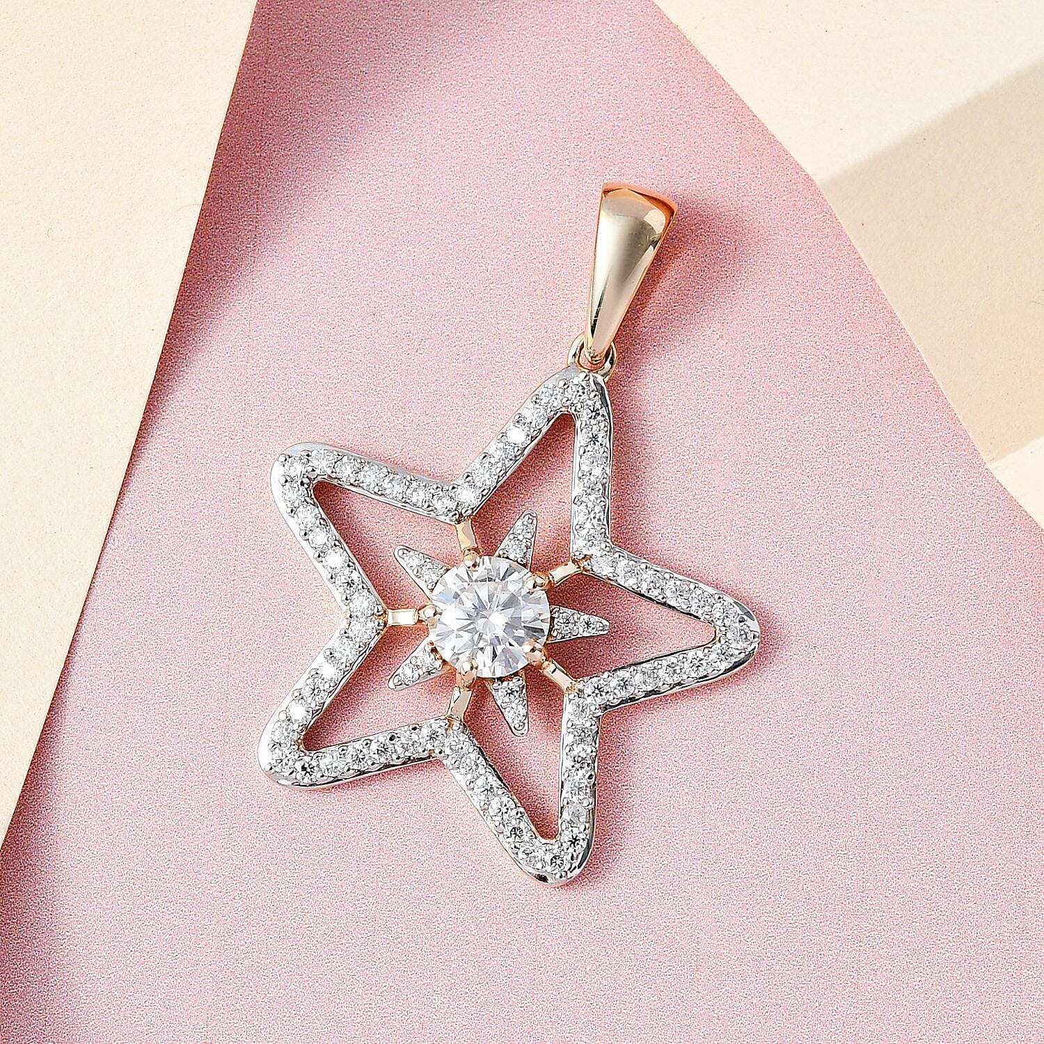 9K Yellow Gold Moissanite Star Pendant 1.45 Ct. 7211350 2