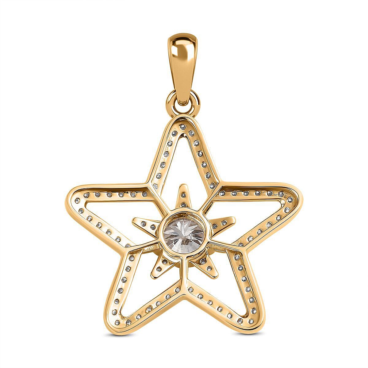 9K Yellow Gold Moissanite Star Pendant 1.45 Ct. 7211350 4