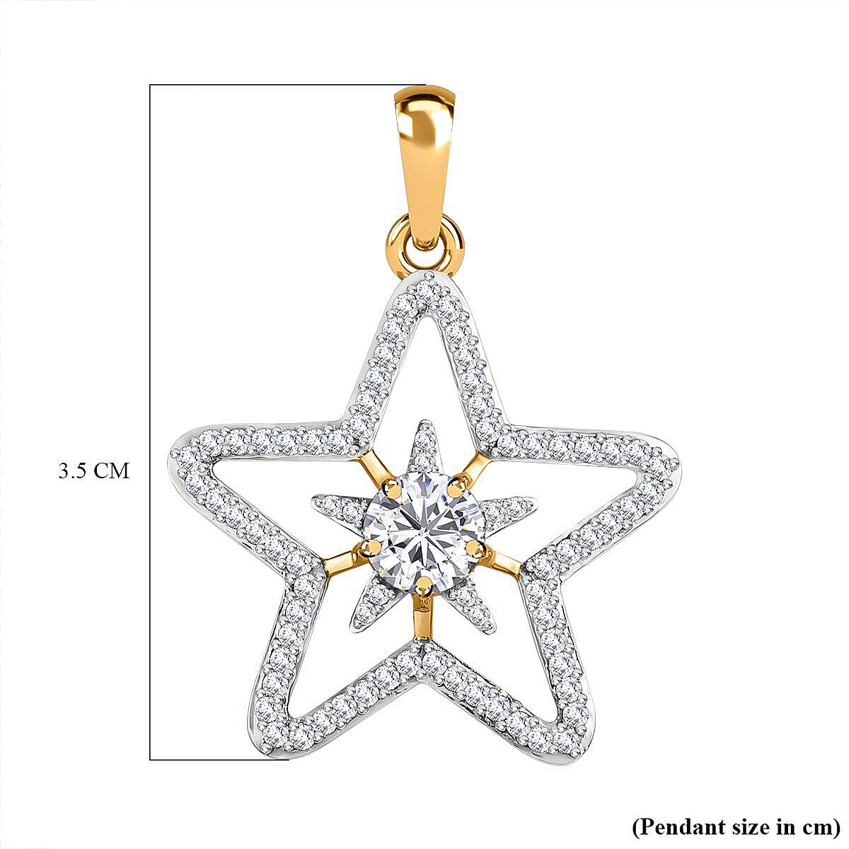 9K Yellow Gold Moissanite Star Pendant 1.45 Ct. 7211350 5
