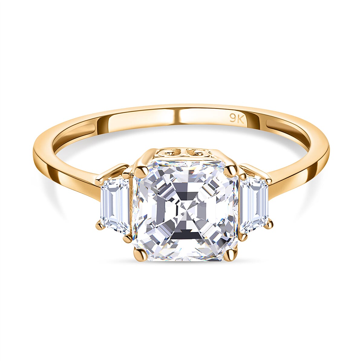 9K Yellow Gold Moissanite (Asscher Cut) Ring 1.91 Ct. 7155193 0
