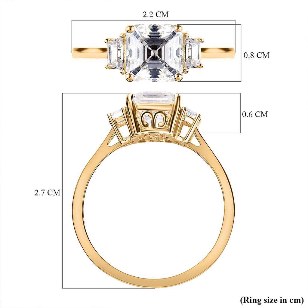 9K Yellow Gold Moissanite (Asscher Cut) Ring 1.91 Ct.