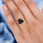 9K Yellow Gold Moldavite and Diamond Ring 3.30 Ct