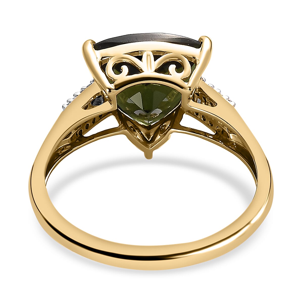 9K Yellow Gold Moldavite and Diamond Ring 3.30 Ct 7511165 5
