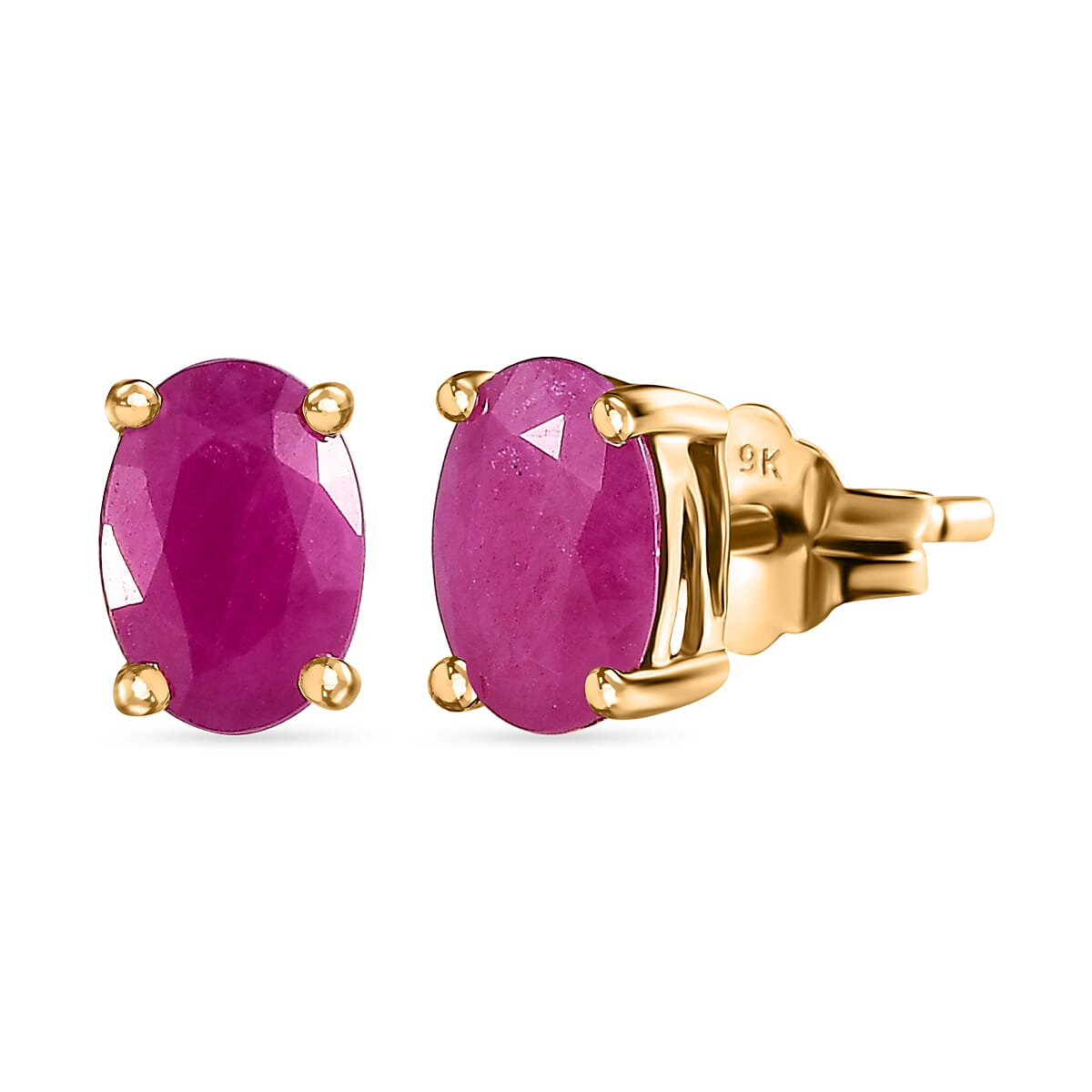 9K Yellow Gold Montepuez Ruby Solitaire Earrings 1.14 Ct. 7645444 0