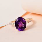 9K Yellow Gold Moroccan Amethyst & Diamond Ring 3.68 Ct.