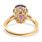 9K Yellow Gold Moroccan Amethyst & Diamond Ring 3.68 Ct.