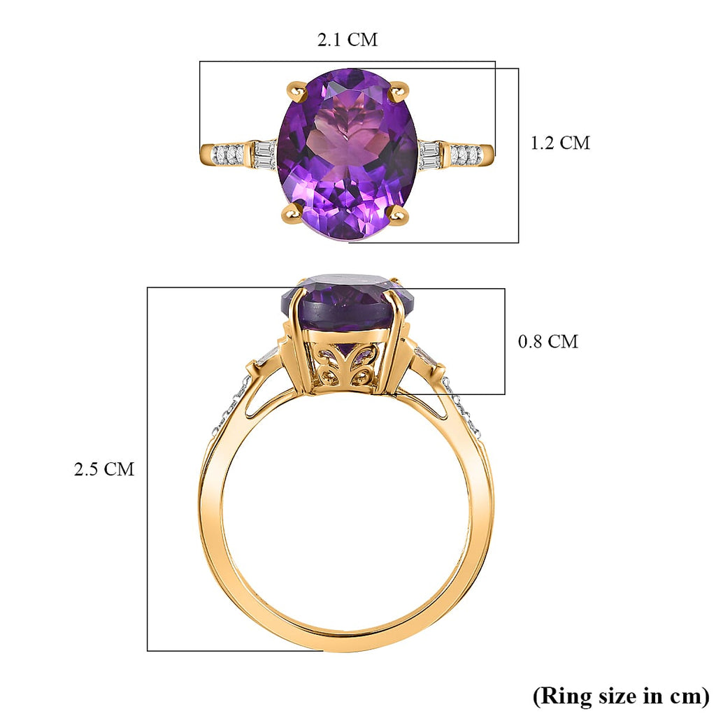 9K Yellow Gold Moroccan Amethyst & Diamond Ring 3.68 Ct.