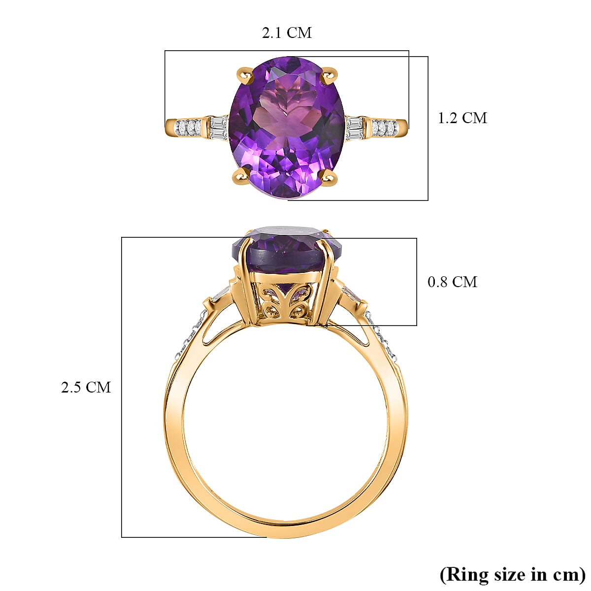 3.68 Ct AA Moroccan Amethyst and Diamond Solitaire Ring in 9K Yellow Gold 7534215 5