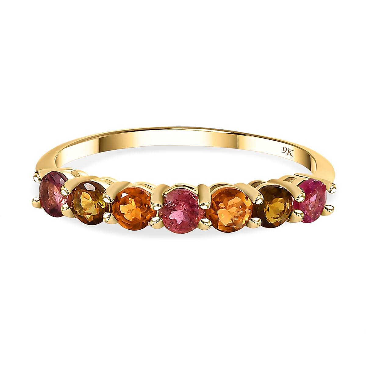 9K Yellow Gold Multi-Tourmaline 7 Stone Engagement Ring 1.60 Ct 7508082 0