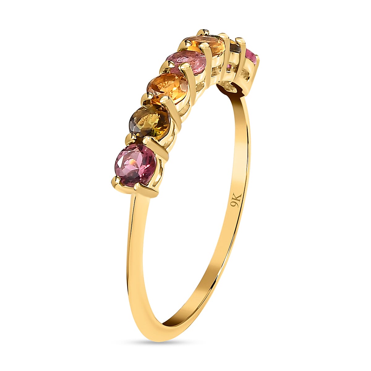 9K Yellow Gold Multi-Tourmaline 7 Stone Engagement Ring 1.60 Ct 7508082 7