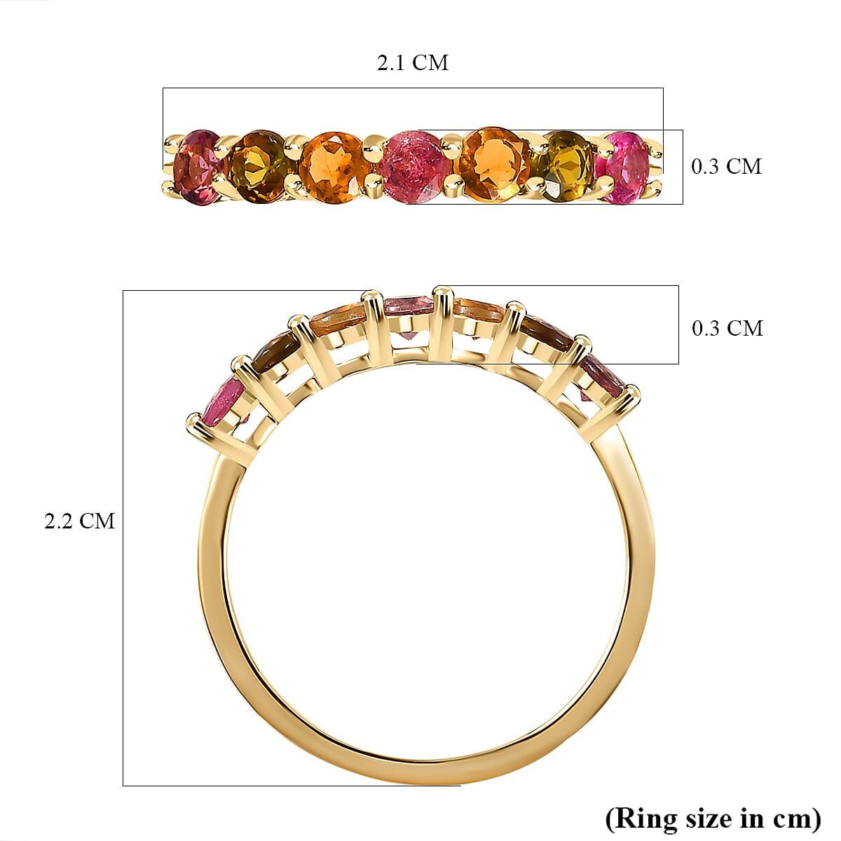 9K Yellow Gold Multi-Tourmaline 7 Stone Engagement Ring 1.60 Ct 7508082 11