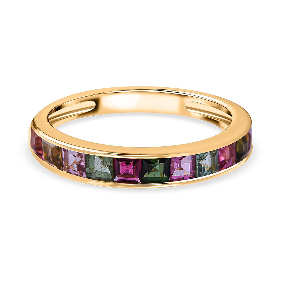 9K Yellow Gold Moissanite Multi Turmaline Half Eternity Ring 1.00 Ct. 7326011 0
