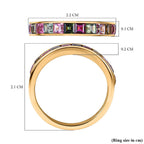 9K Yellow Gold Moissanite Multi Turmaline Half Eternity Ring 1.00 Ct.