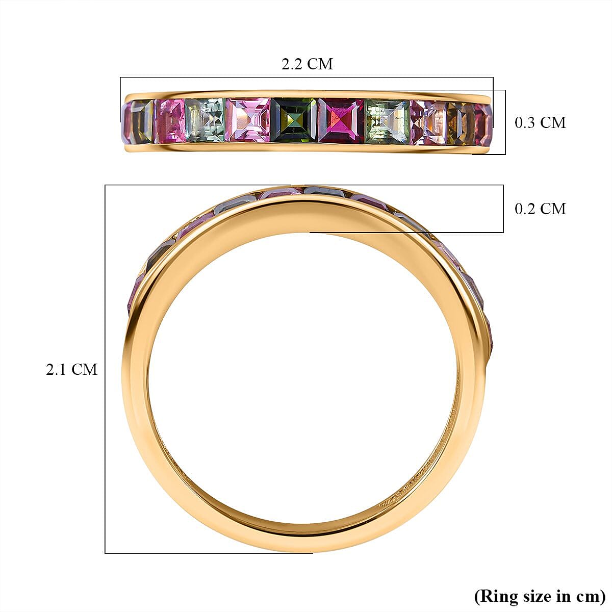 9K Yellow Gold Moissanite Multi Turmaline Half Eternity Ring 1.00 Ct. 7326011 6