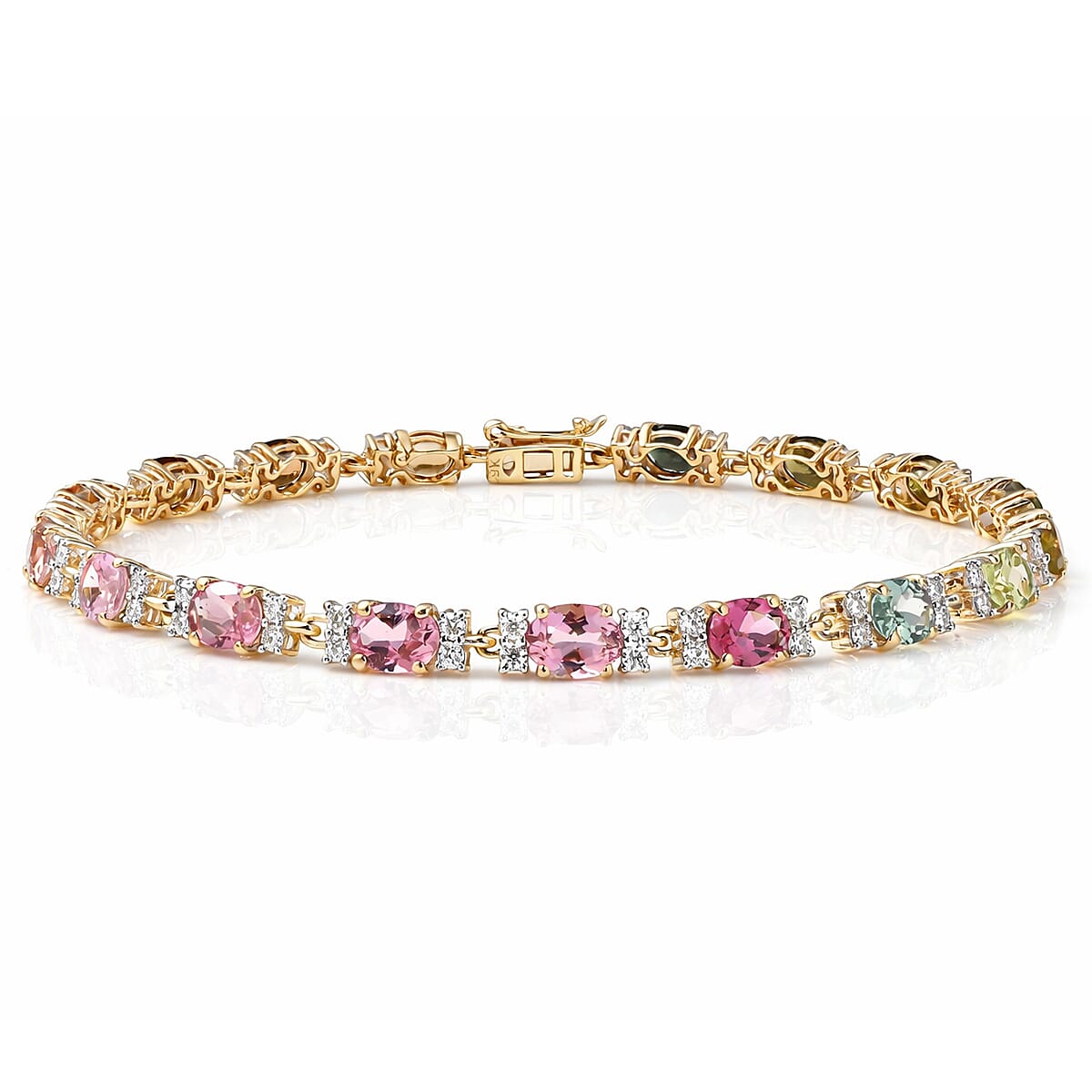 Tony Diniz Collection-9K Yellow Gold AAAA Multi-Tourmaline Bracelet (Size - 7.5) with  Lock Box 6.58 Ct, Gold Wt. 4.47 Gms 8265477 0