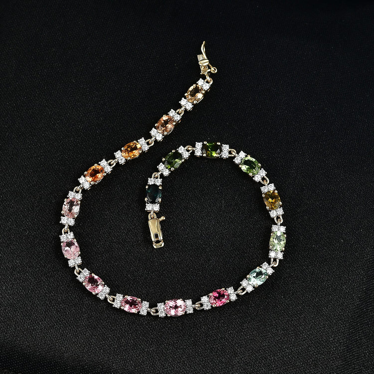 Tony Diniz Collection-9K Yellow Gold AAAA Multi-Tourmaline Bracelet (Size - 7.5) with  Lock Box 6.58 Ct, Gold Wt. 4.47 Gms 8265477 2