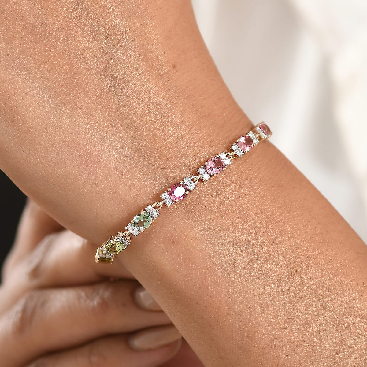 Tony Diniz Collection-9K Yellow Gold AAAA Multi-Tourmaline Bracelet (Size - 7.5) with  Lock Box 6.58 Ct, Gold Wt. 4.47 Gms 8265477 3