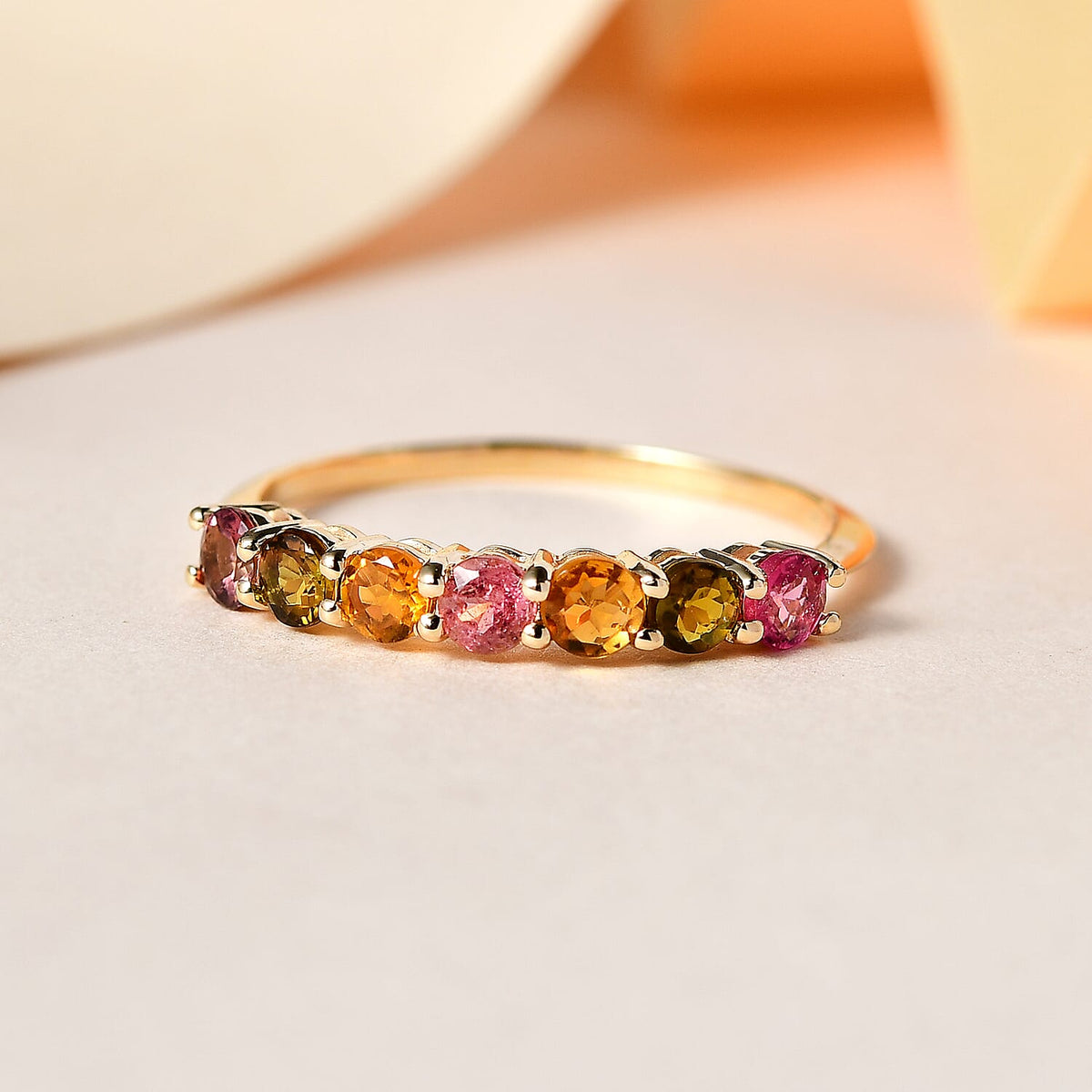 9K Yellow Gold Multi-Tourmaline 7 Stone Engagement Ring 1.60 Ct 7508082 4