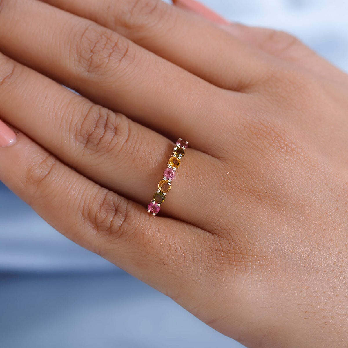 9K Yellow Gold Multi-Tourmaline 7 Stone Engagement Ring 1.60 Ct 7508082 6