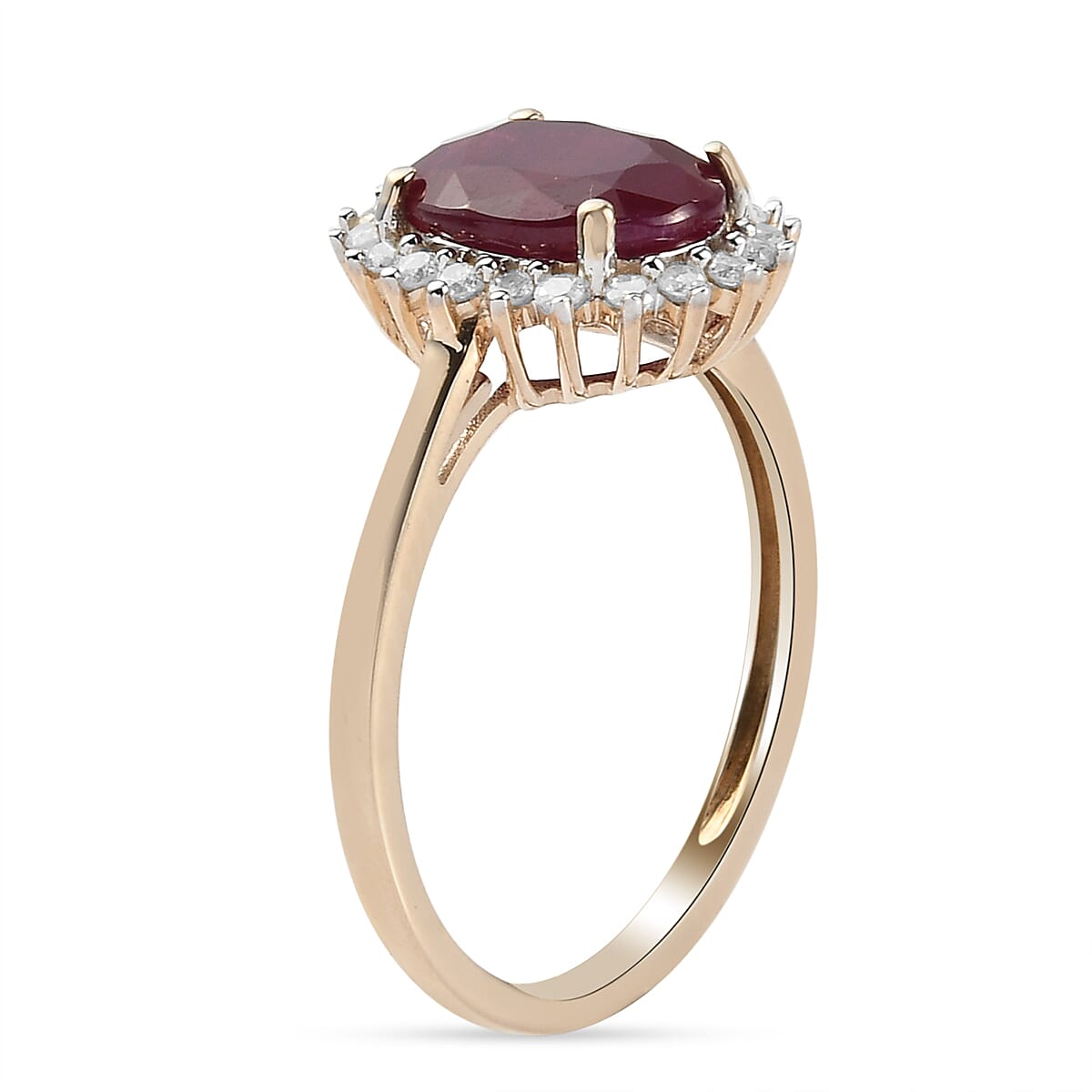 9K Yellow Gold Mundra Ruby and Diamond Halo Ring 2.39 Ct. 7871486 4