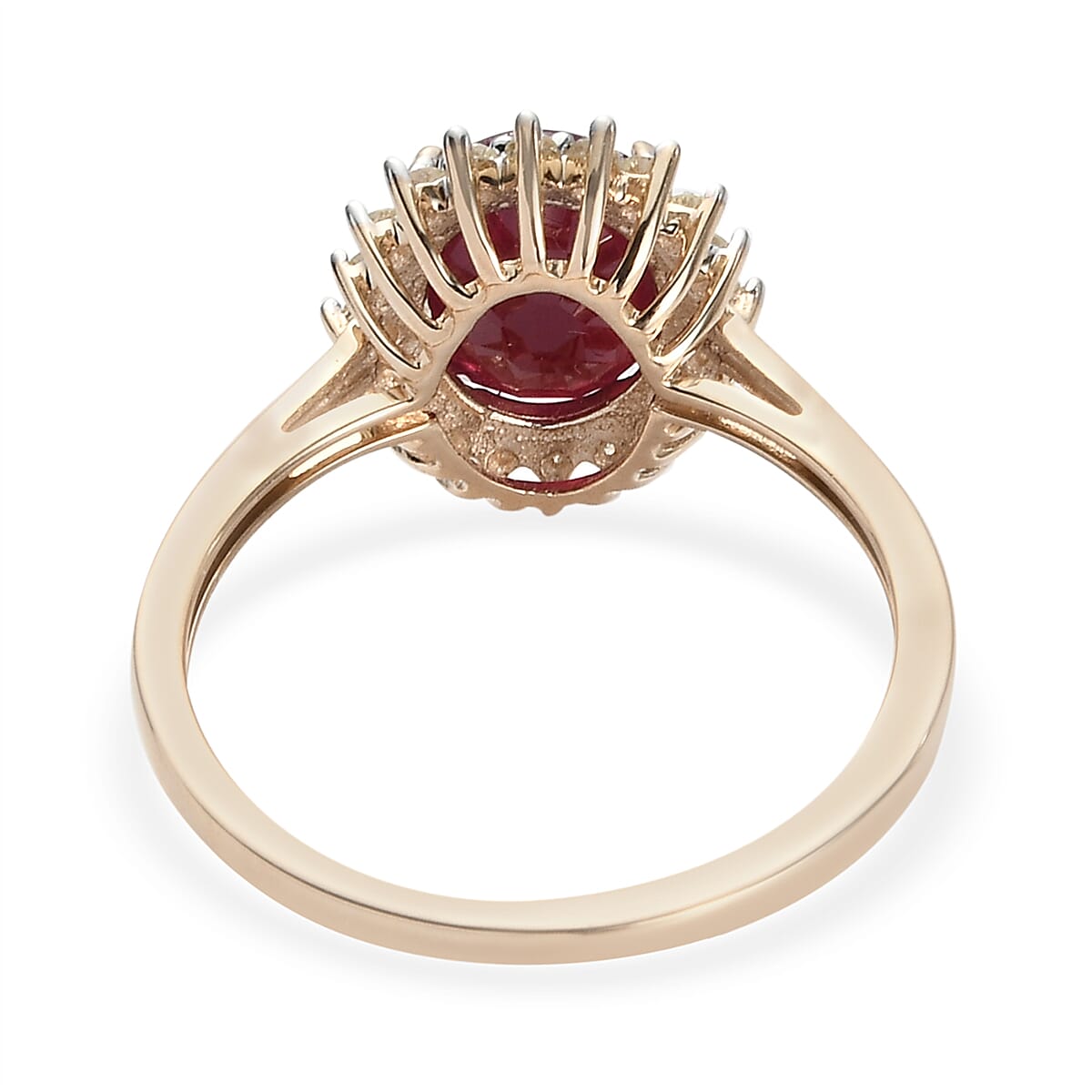 9K Yellow Gold Mundra Ruby and Diamond Halo Ring 2.39 Ct. 7871486 5