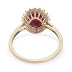9K Yellow Gold Mundara Ruby and Diamond Halo Ring 2.39 Ct.
