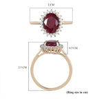 9K Yellow Gold Mundara Ruby and Diamond Halo Ring 2.39 Ct.