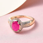 9K Yellow Gold Natural AAA Mozambique Ruby and Diamond Ring 2.00 Ct.