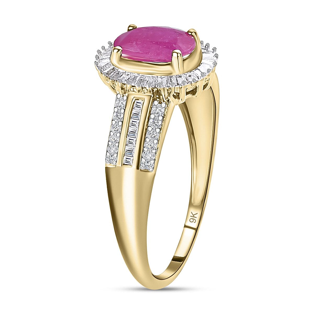 9K Yellow Gold Natural AAA Mozambique Ruby and Diamond Ring 2.00 Ct. 7259890 9