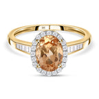 9K Yellow Gold Natural Ceylon Garnet and Diamond Ring 1.67 Ct.