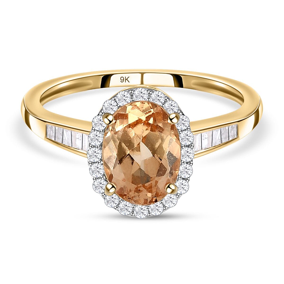 Natural Ceylon Garnet and Diamond Halo Ring in 9K Yellow Gold 7026207 0