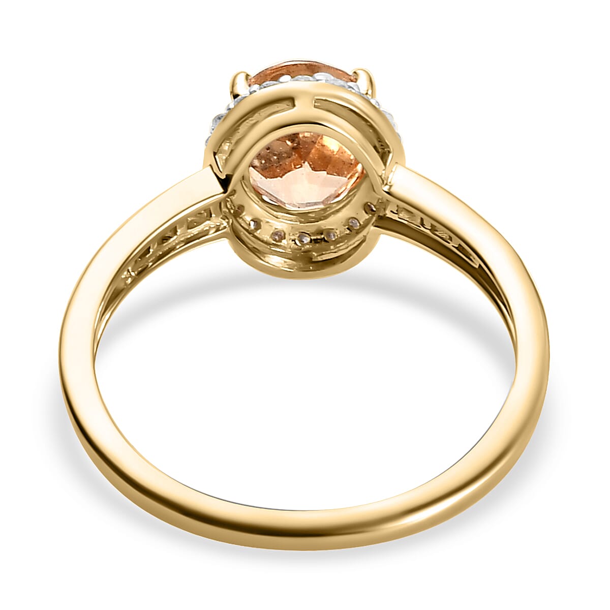 Natural Ceylon Garnet and Diamond Halo Ring in 9K Yellow Gold 7026207 4