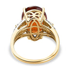 9K Yellow Gold Natural Ceylon Honey Garnet and Diamond Ring 7.59 Ct.