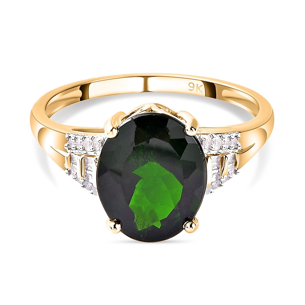 9K Yellow Gold Natural Chrome Diopside and Diamond Ring 3.61 Ct. 7254372 0