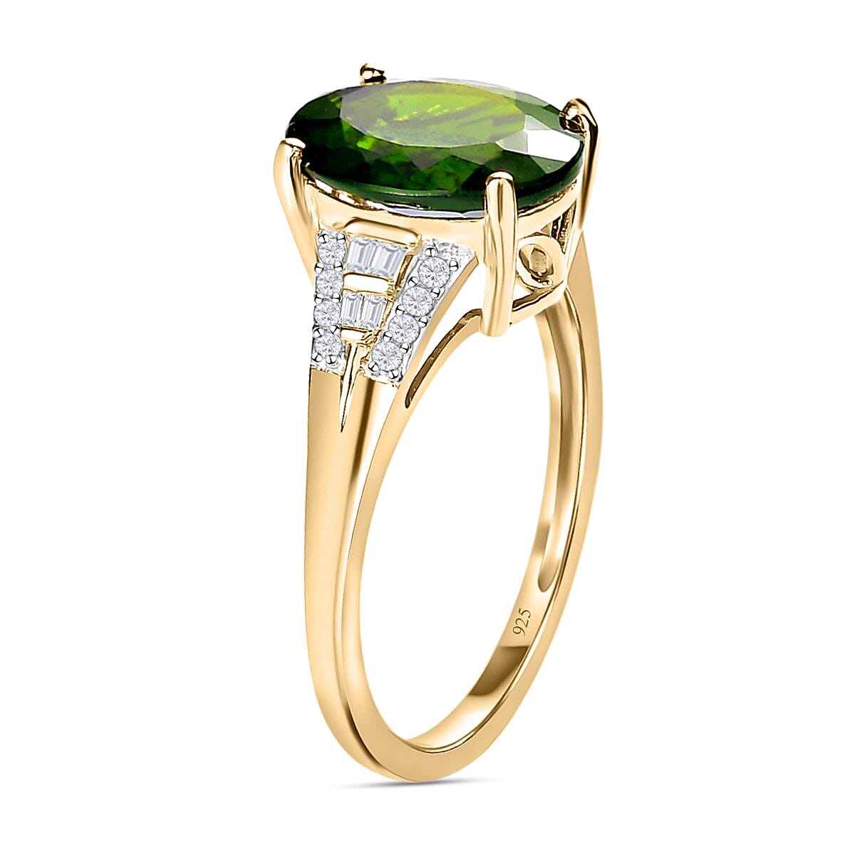 9K Yellow Gold Natural Chrome Diopside and Diamond Ring 3.61 Ct. 7254372 3