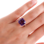9K Yellow Gold Natural Moroccan Amethyst (Asscher 12x12 mm) and Natural Zircon Ring 7.67 Ct.