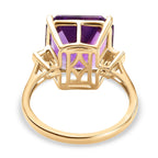 9K Yellow Gold Natural Moroccan Amethyst (Asscher 12x12 mm) and Natural Zircon Ring 7.67 Ct.