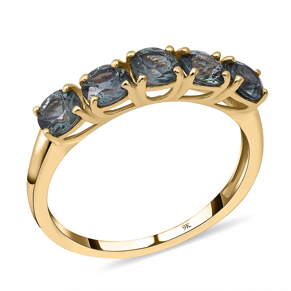 9K Yellow Gold Natural Parti Sapphire 5 Stone Ring 1.50 Ct. 8962194 4