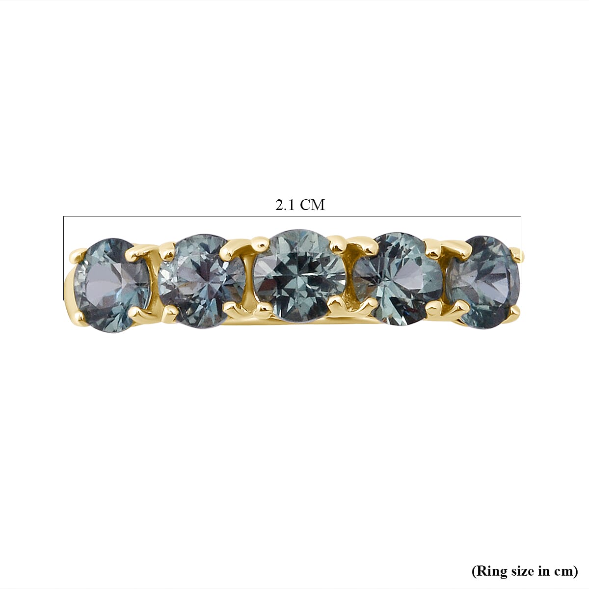 9K Yellow Gold Natural Parti Sapphire 5 Stone Ring 1.50 Ct. 8962194 6