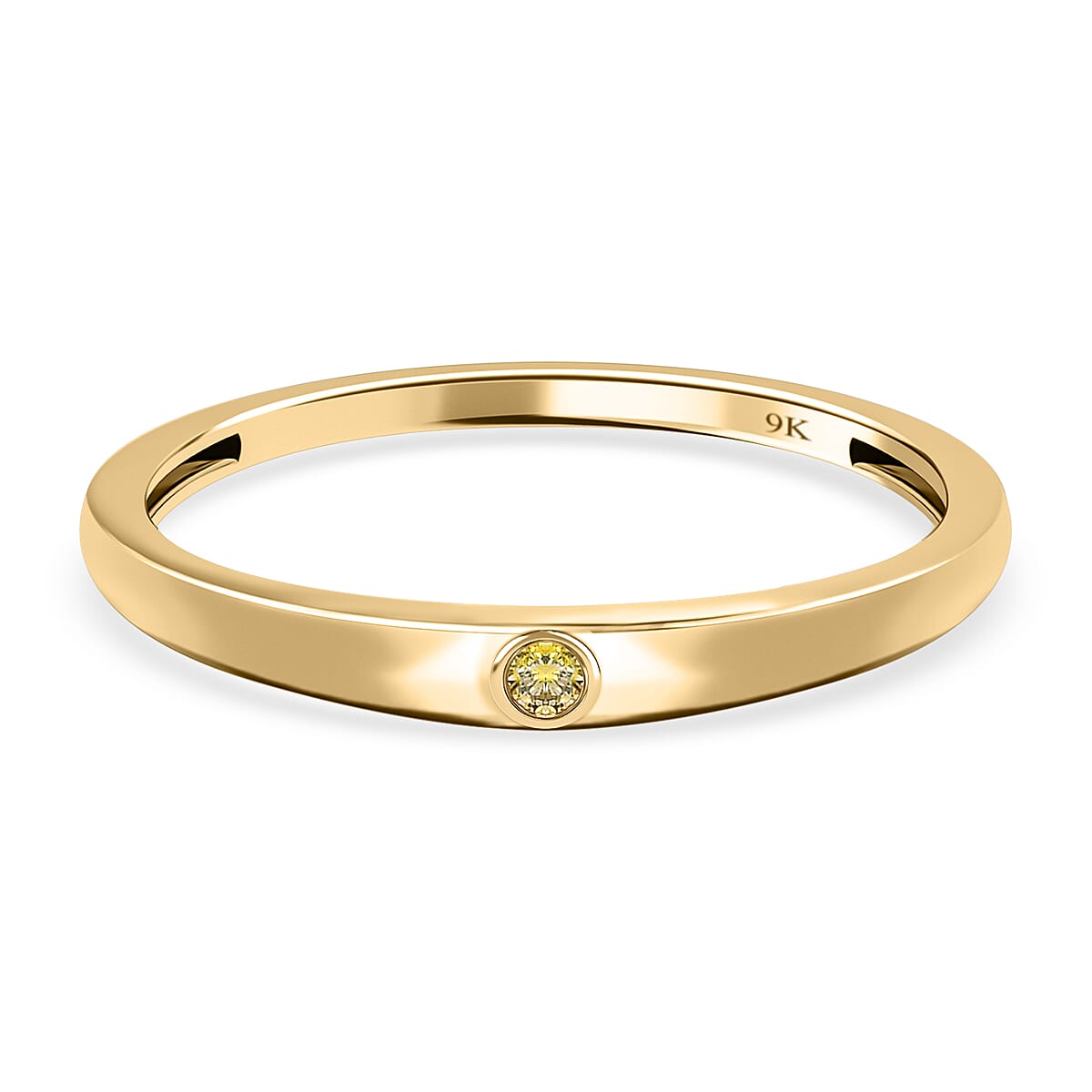 9K Yellow Gold Natural Yellow Diamond Solitaire Wedding Band Ring 7517124 0