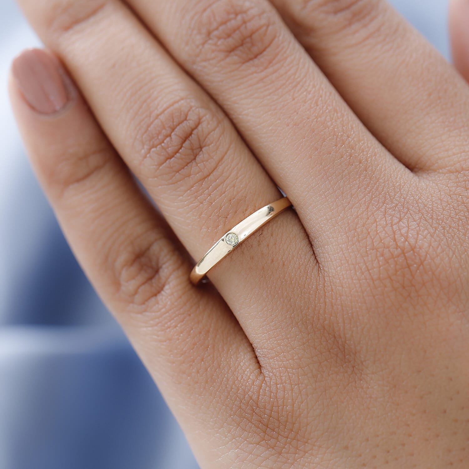 9K Yellow Gold Natural Yellow Diamond Solitaire Wedding Band Ring 7517124 3