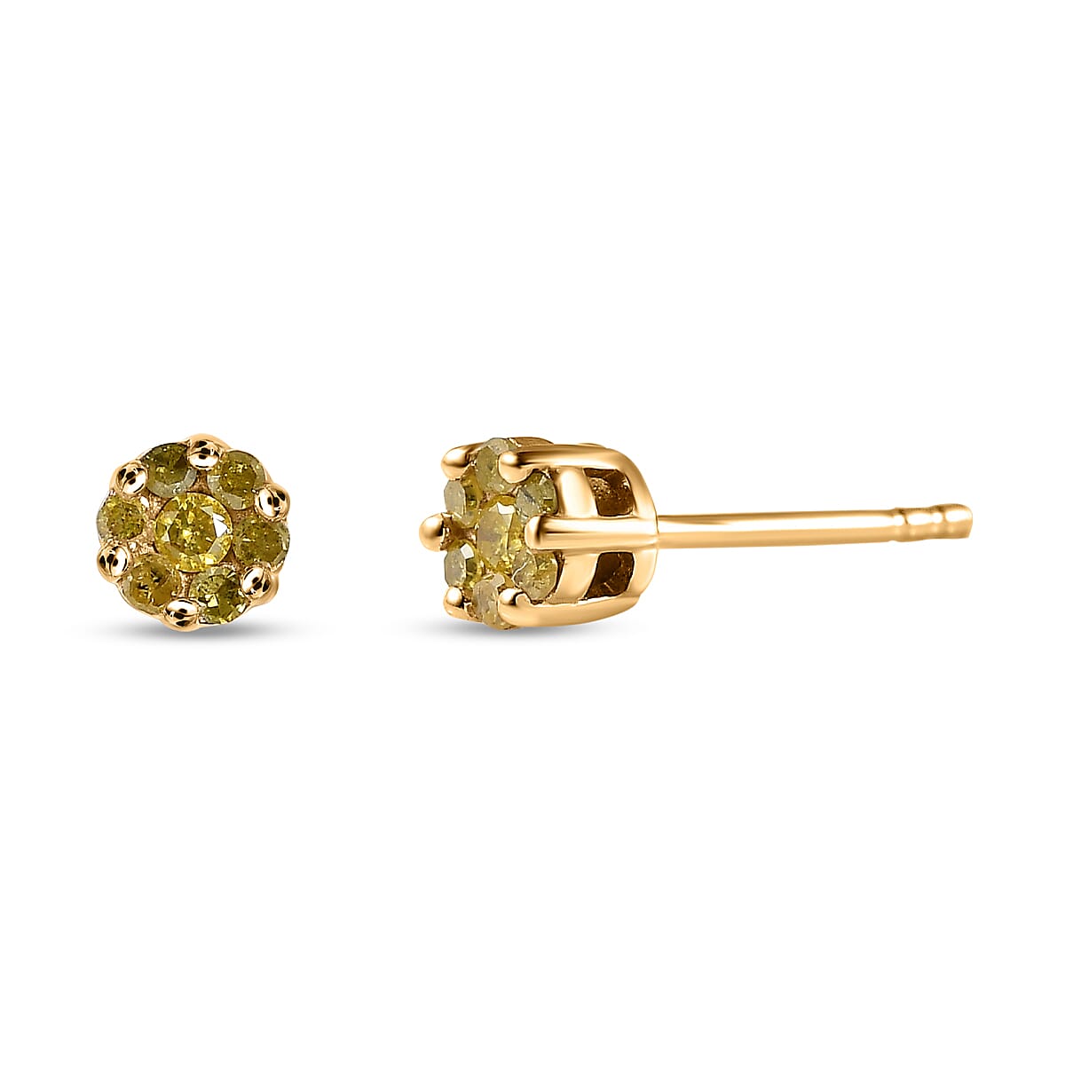 9K Yellow Gold Natural Yellow Diamond Stud Earrings 7513346 0