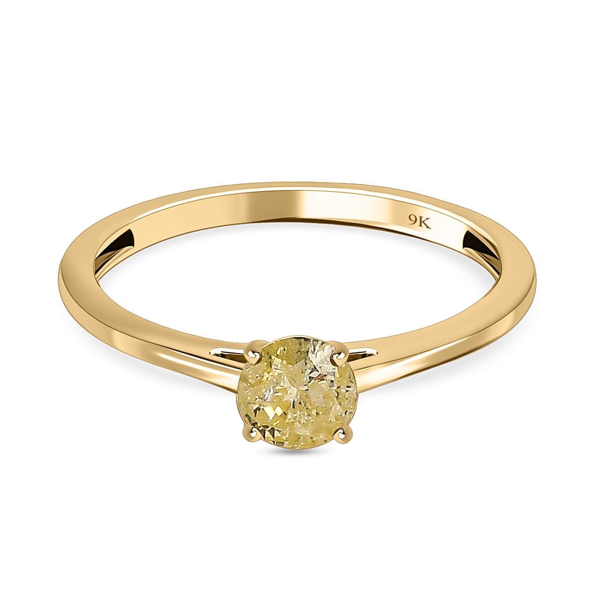 9K Yellow Gold Natural Yellow Diamond (I3-GH) Solitaire SGL Certified Ring 7437193 0