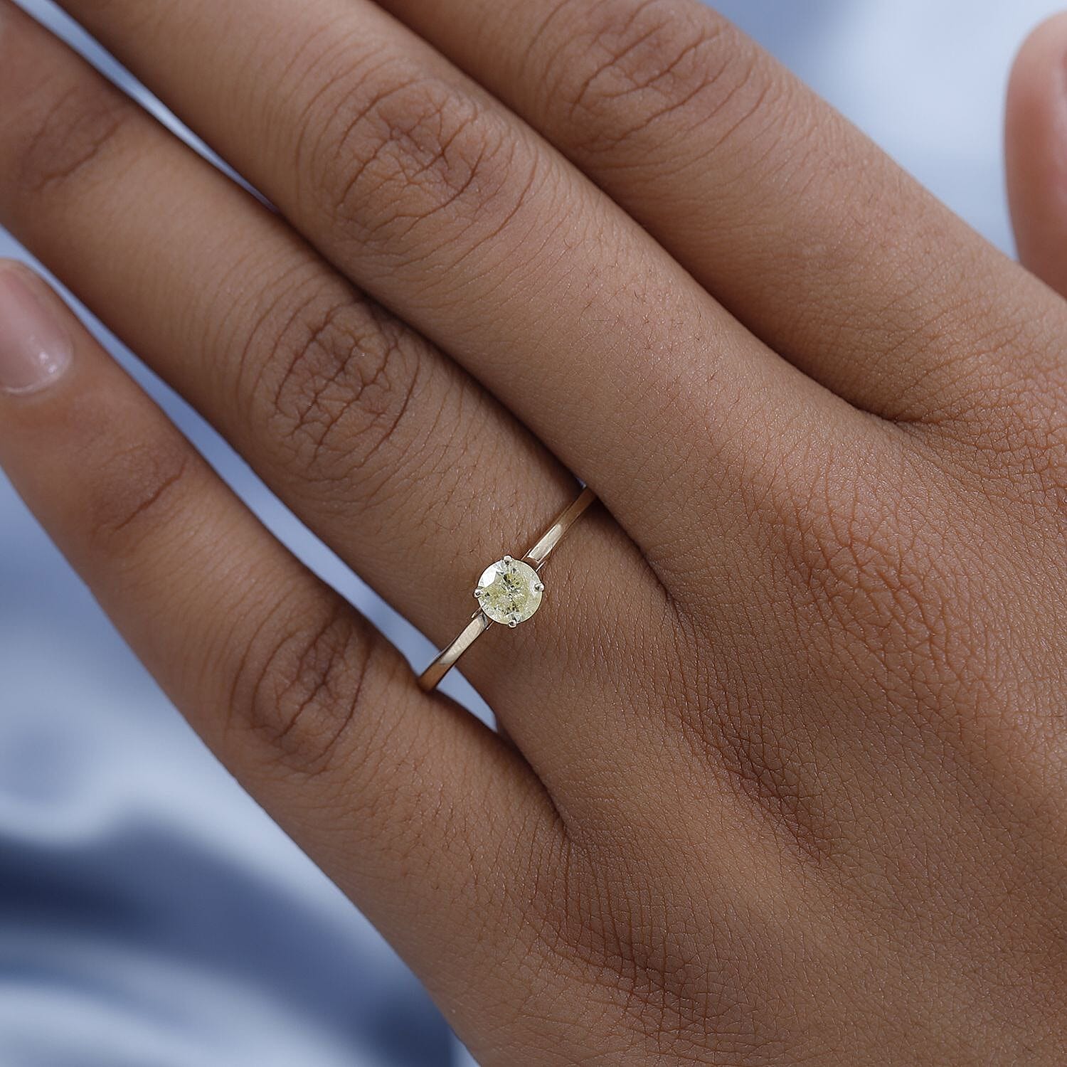 9K Yellow Gold Natural Yellow Diamond (I3-GH) Solitaire SGL Certified Ring 7437193 2