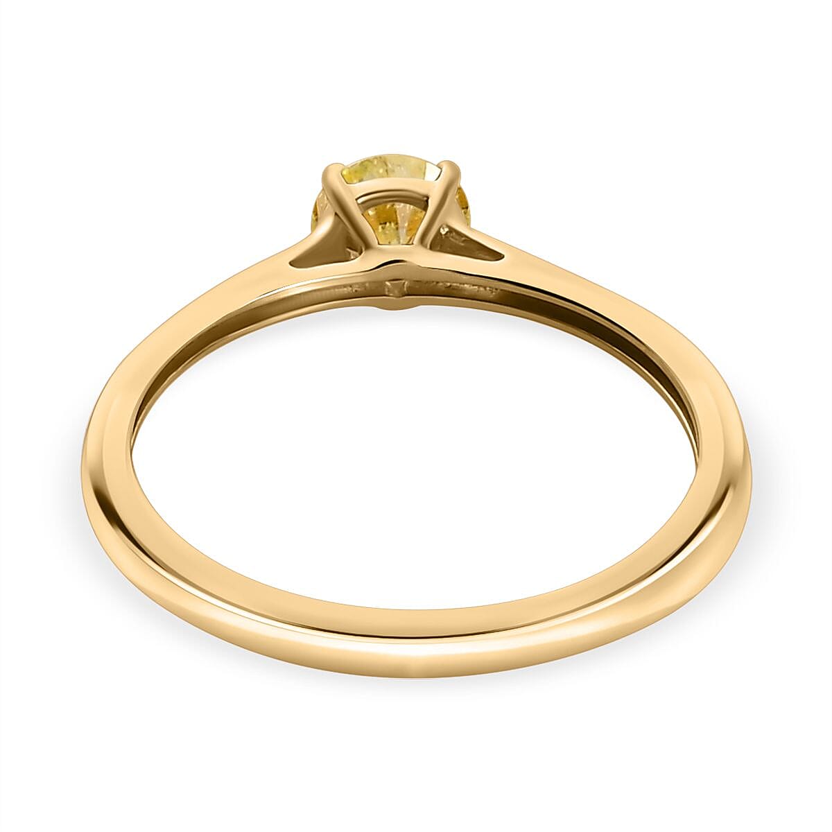 9K Yellow Gold Natural Yellow Diamond (I3-GH) Solitaire SGL Certified Ring 7437193 4