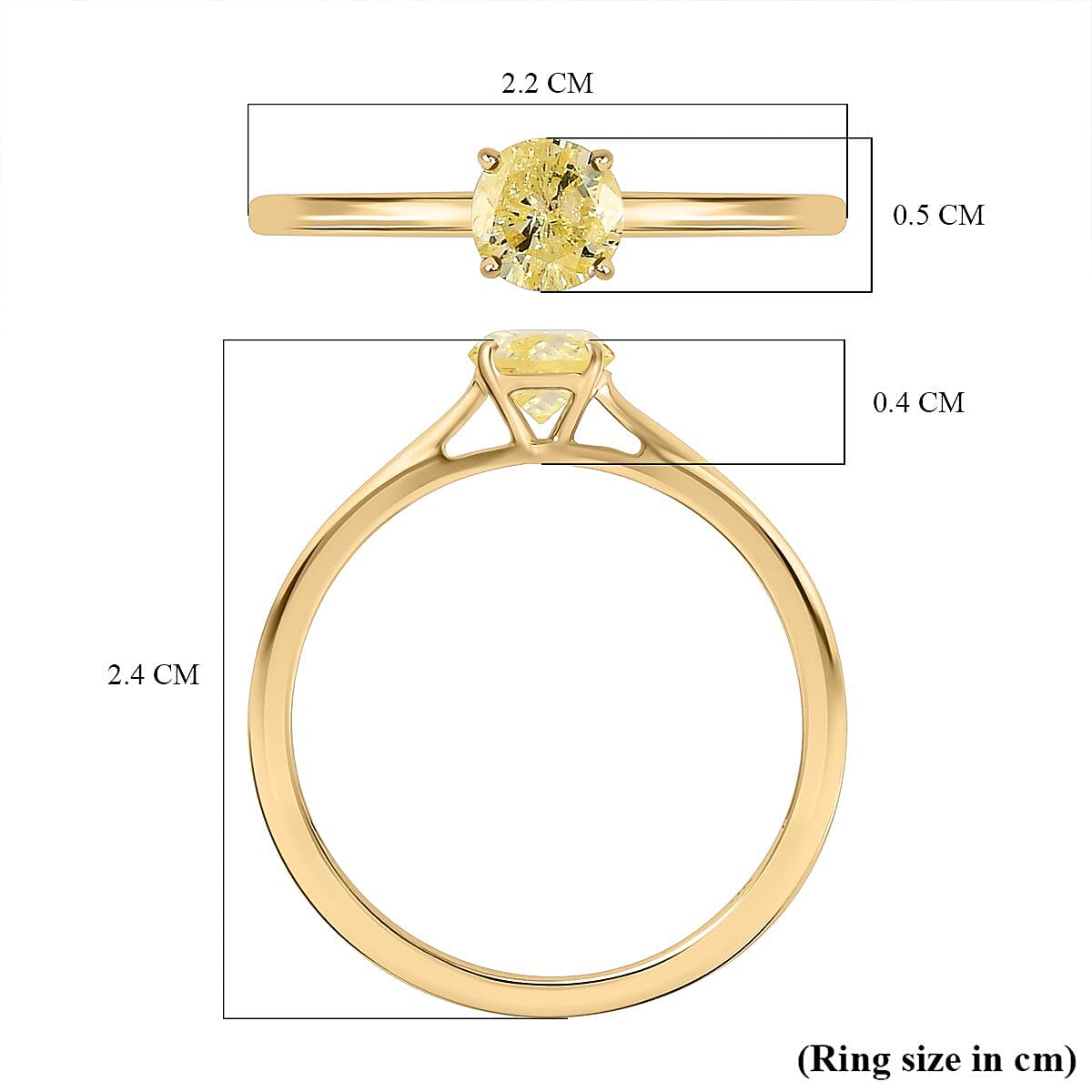 9K Yellow Gold Natural Yellow Diamond (I3-GH) Solitaire SGL Certified Ring 7437193 5